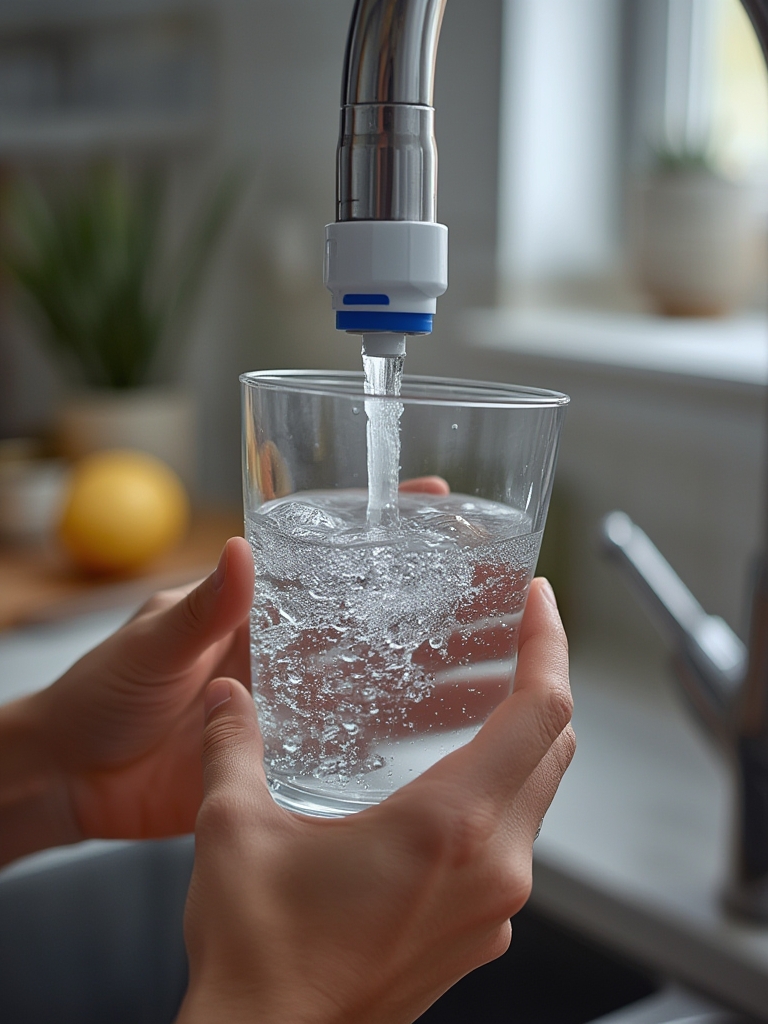 faucet filter in action