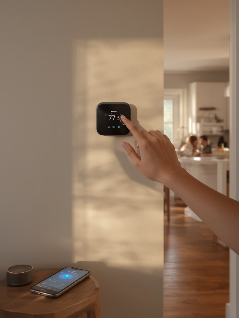 smart thermostat in action
