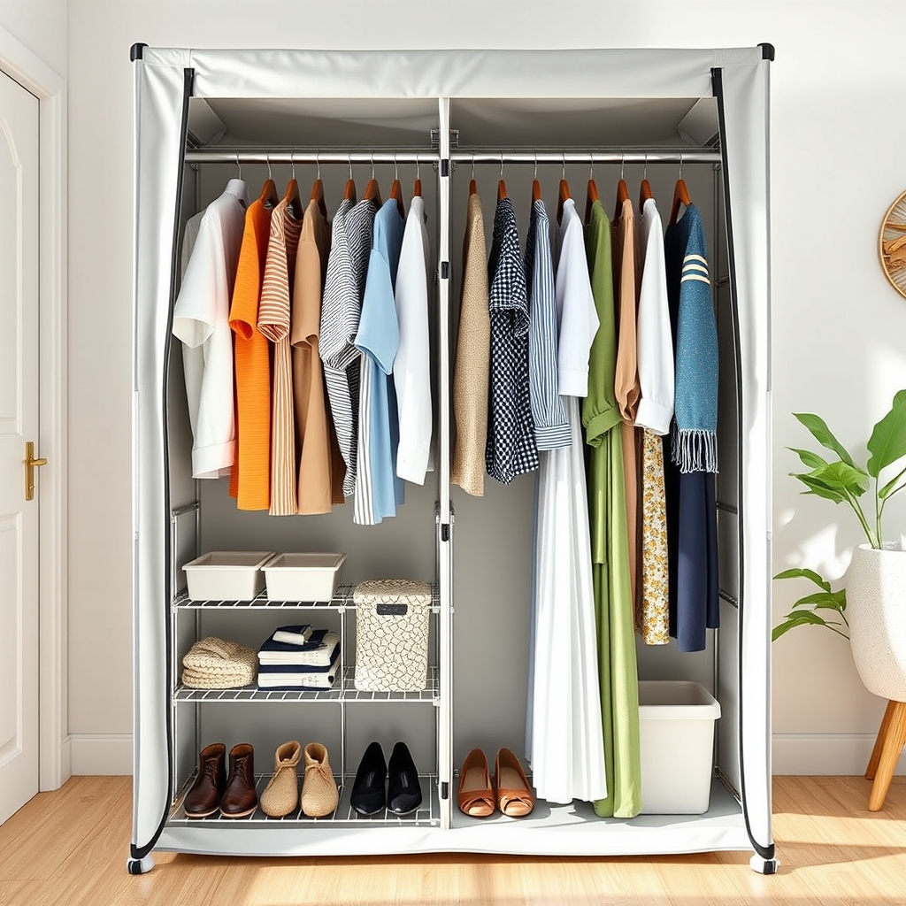 portable closet in action