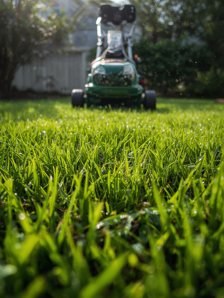 electric dethatcher in action