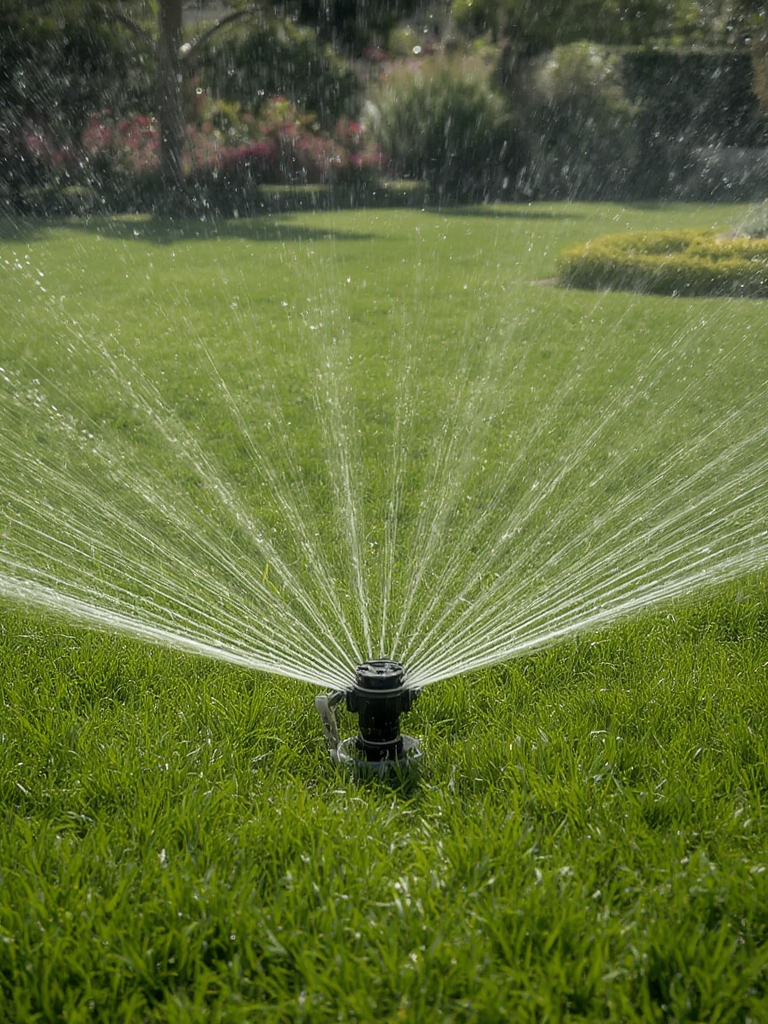 oscillating sprinkler in action