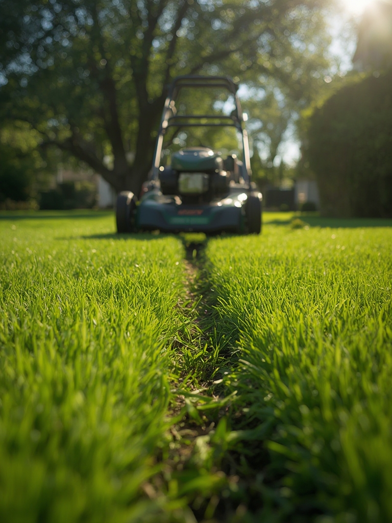 reel mower in action