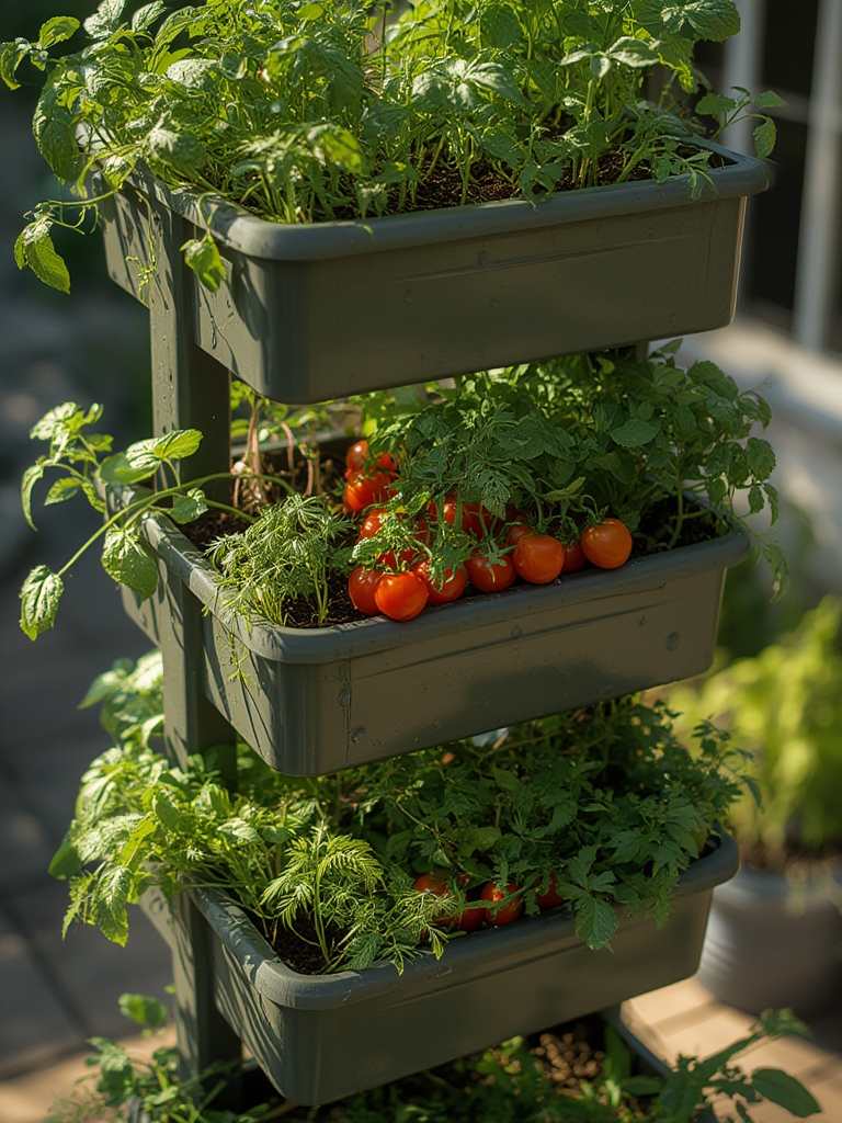 vertical planter in action