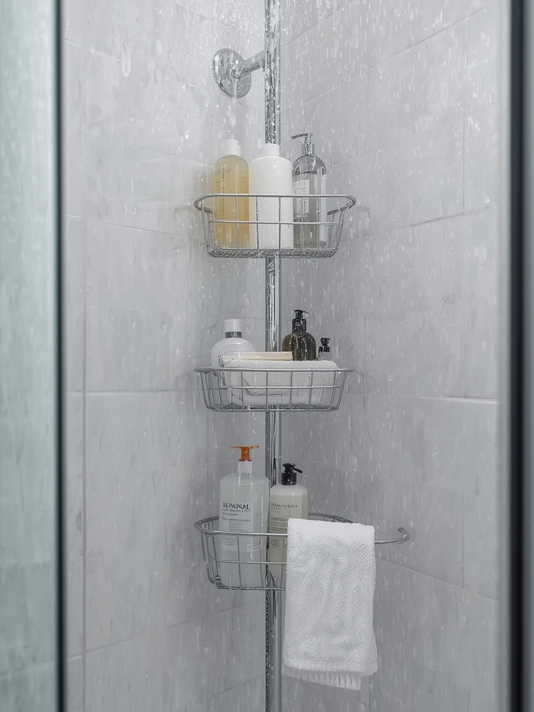 shower caddy in action